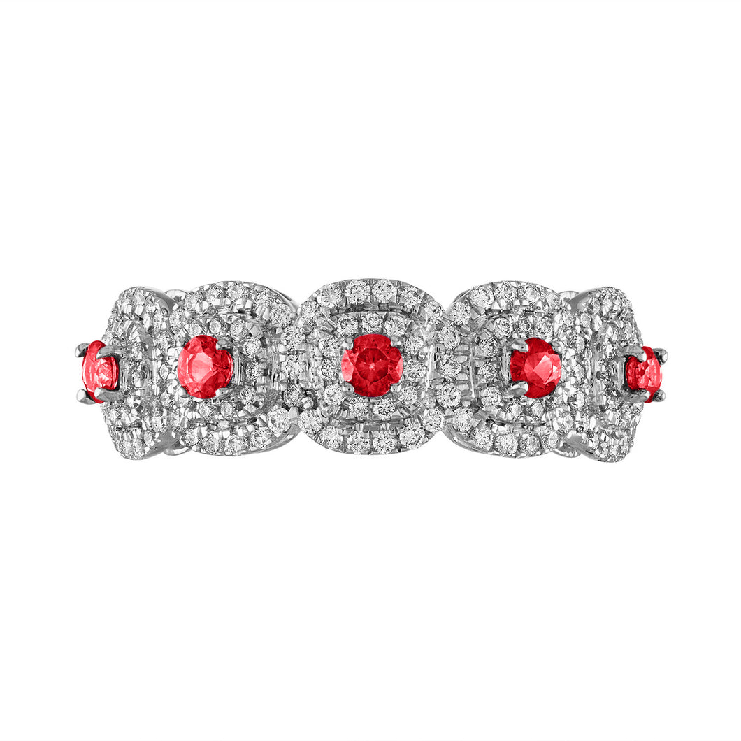 Tresorra 18K White Gold Diamond & Ruby Ring