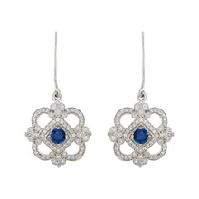 Load image into Gallery viewer, Tresorra 18K White Gold Diamond &amp; Blue Sapphire Earrings
