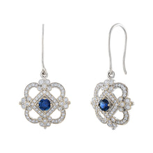 Load image into Gallery viewer, Tresorra 18K White Gold Diamond &amp; Blue Sapphire Earrings
