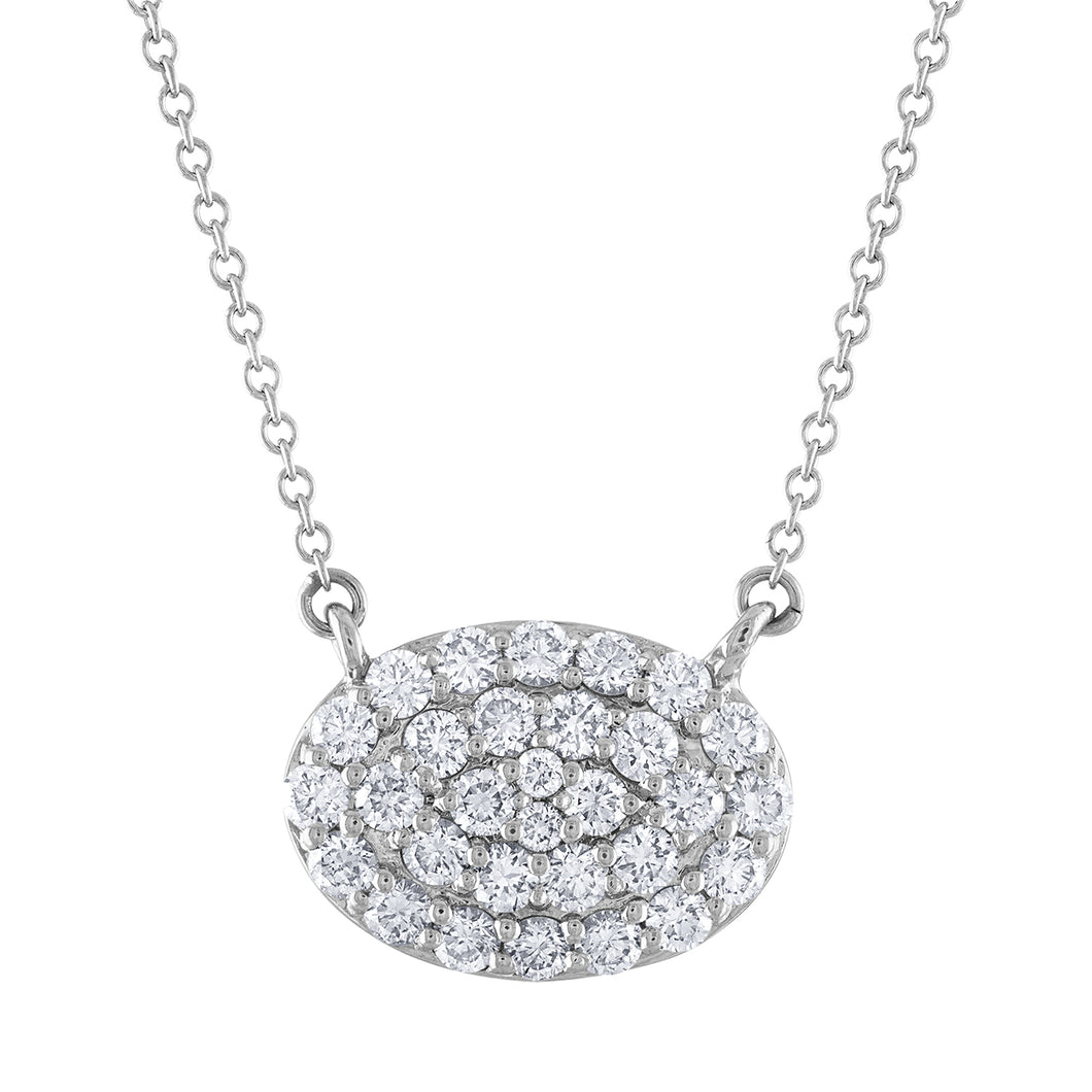 Tresorra 18K White Gold Oval Cluster Diamond Necklace