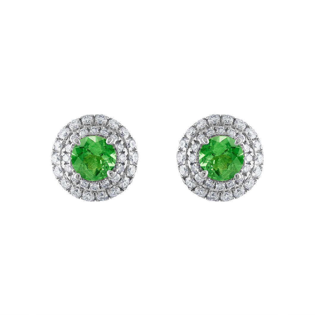 Tresorra 18K White Gold Diamond & Tsavorite Earrings