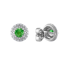 Load image into Gallery viewer, Tresorra 18K White Gold Diamond &amp; Tsavorite Earrings
