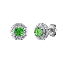 Load image into Gallery viewer, Tresorra 18K White Gold Diamond &amp; Tsavorite Earrings
