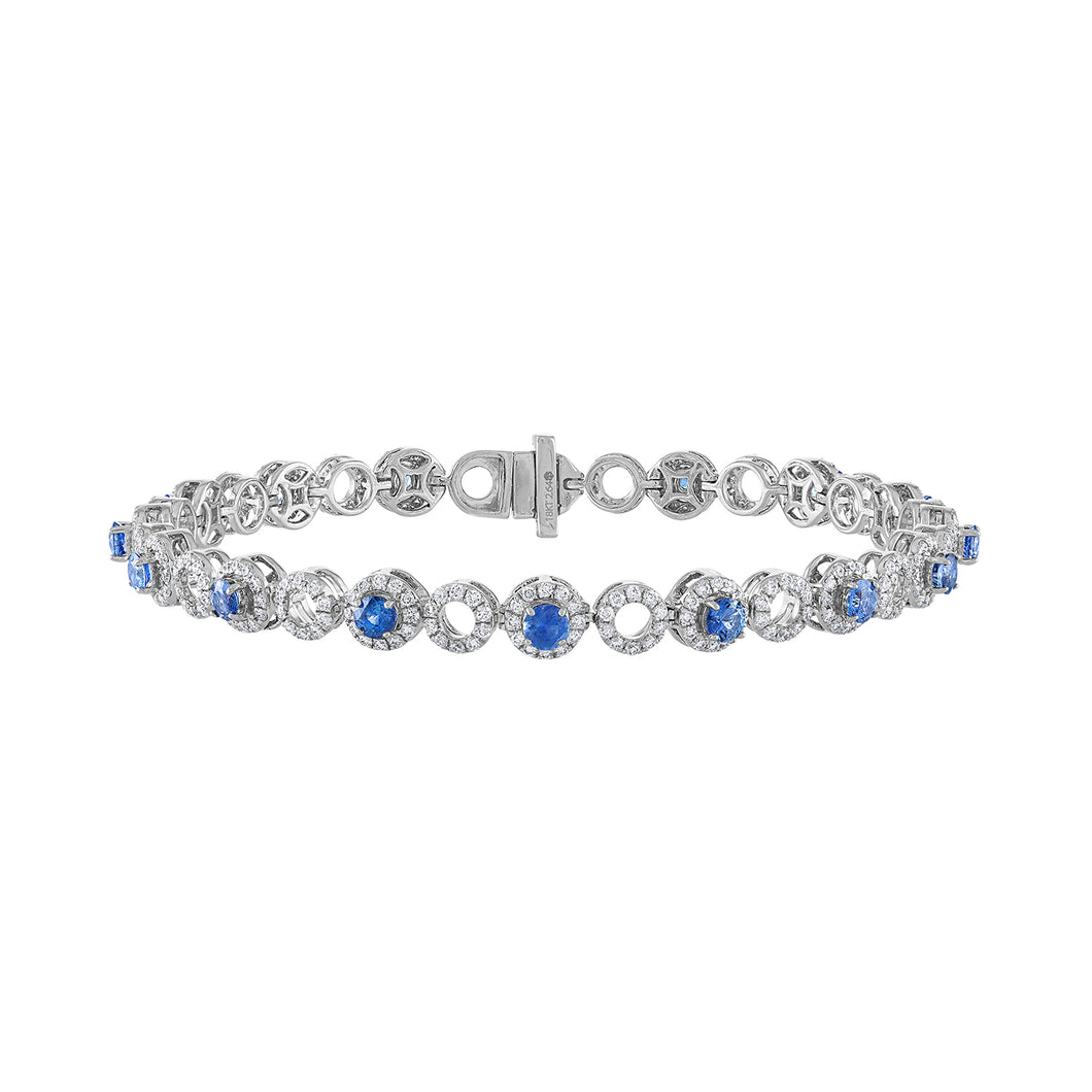 Tresorra 18K White Gold Diamond & Sapphire Bracelet