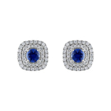 Load image into Gallery viewer, Tresorra 18K White Gold Diamond Sapphire Earrings
