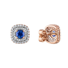 Load image into Gallery viewer, Tresorra 18K Rose Gold Diamond Sapphire Earrings
