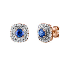 Load image into Gallery viewer, Tresorra 18K Rose Gold Diamond Sapphire Earrings
