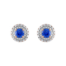 Load image into Gallery viewer, Tresorra 18K Rose Gold Diamond Sapphire Earrings
