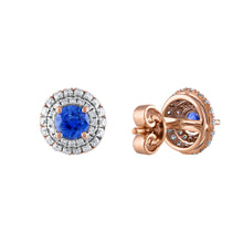 Load image into Gallery viewer, Tresorra 18K Rose Gold Diamond Sapphire Earrings
