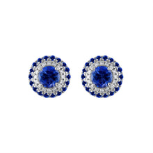 Load image into Gallery viewer, Tresorra 18K White Gold Diamond Sapphire Earrings
