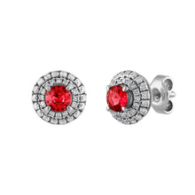 Load image into Gallery viewer, Tresorra 18K White Gold Diamond Ruby Earrings
