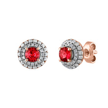 Load image into Gallery viewer, Tresorra 18K Rose Gold Diamond Ruby Earrings
