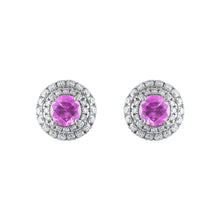 Load image into Gallery viewer, Tresorra 18K White Gold Diamond Sapphire Earrings
