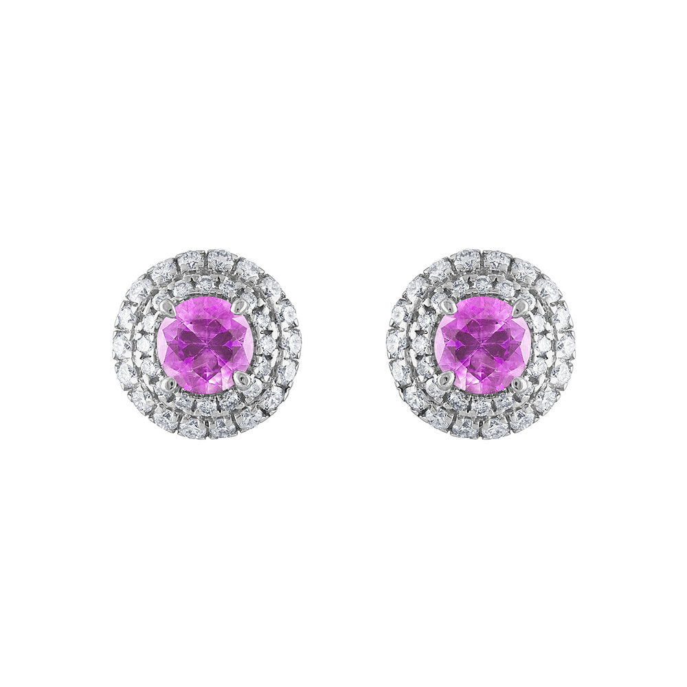 Tresorra 18K White Gold Diamond Sapphire Earrings