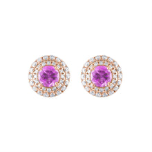 Load image into Gallery viewer, Tresorra 18K Rose Gold Diamond Sapphire Earrings
