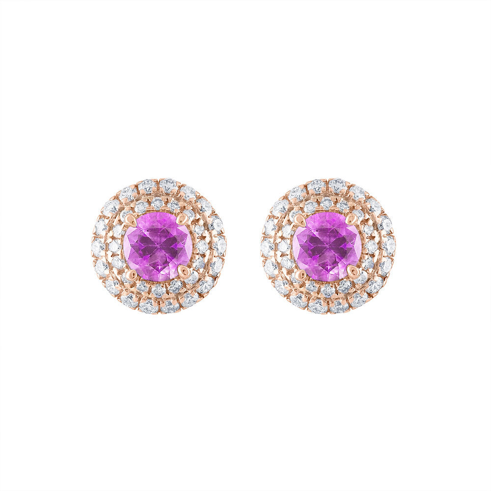 Tresorra 18K Rose Gold Diamond Sapphire Earrings