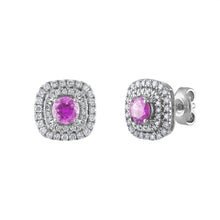 Load image into Gallery viewer, Tresorra 18K White Gold Diamond Sapphire Earrings
