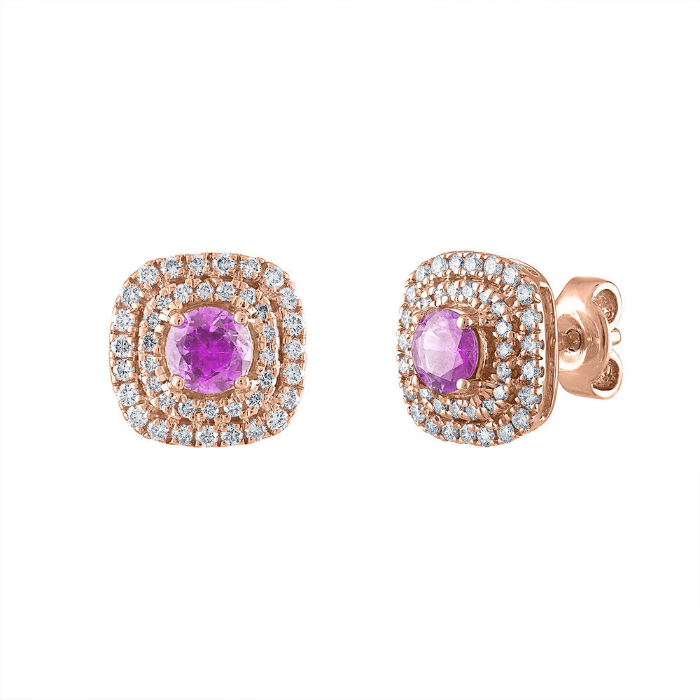 Tresorra 18K Rose Gold Diamond Sapphire Earrings