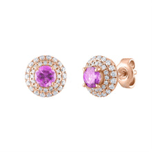 Load image into Gallery viewer, Tresorra 18K Rose Gold Diamond Sapphire Earrings
