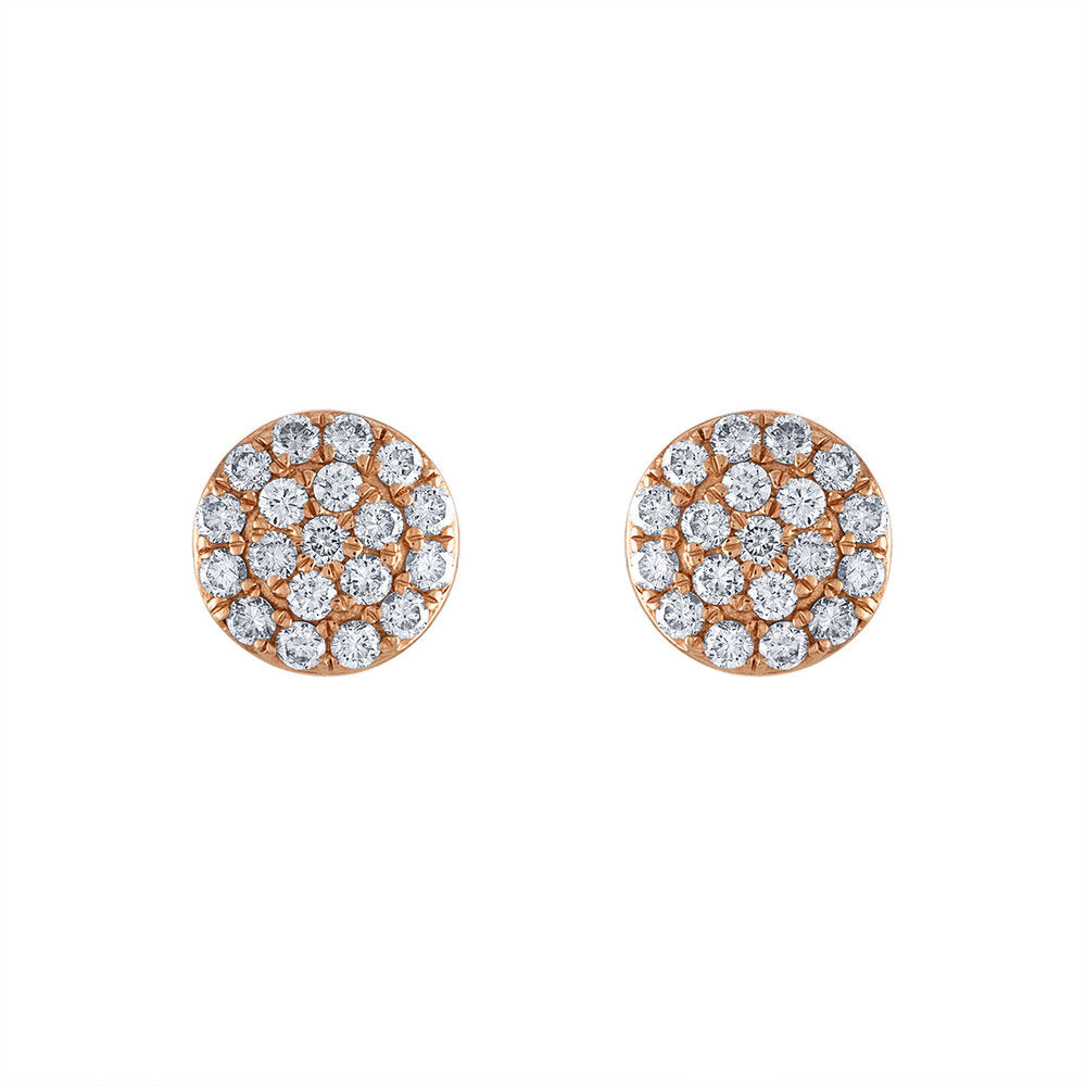 Tresorra 18K Rose Gold Cluster Diamond Stud Earrings